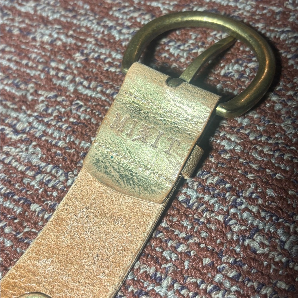Mixit Tan Leather Belt with Gold Buckle gold metallic braided leather western - Picture 12 of 14